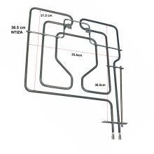 Αντίσταση κάτω φούρνου κουζίνας Bosch Siemens Pitsos Neff 2800 Watt λοξά άκρα