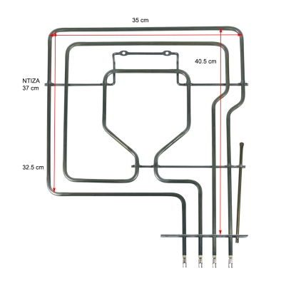 Αντίσταση άνω φούρνου κουζίνας με γκρίλ Miele 1000 Watt + 1800 Watt